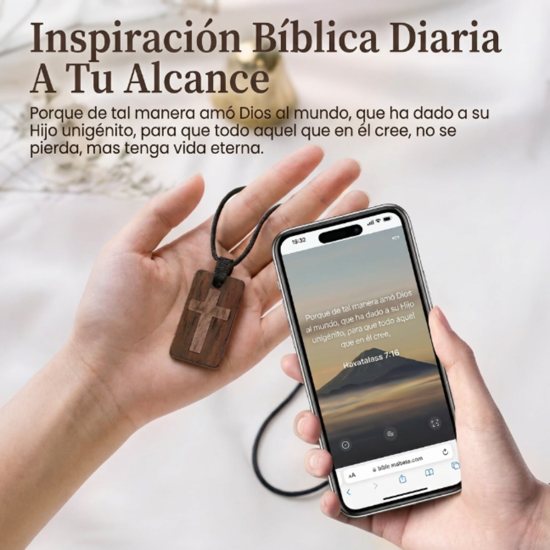 Collar religioso de Madera con Guía Bíblica